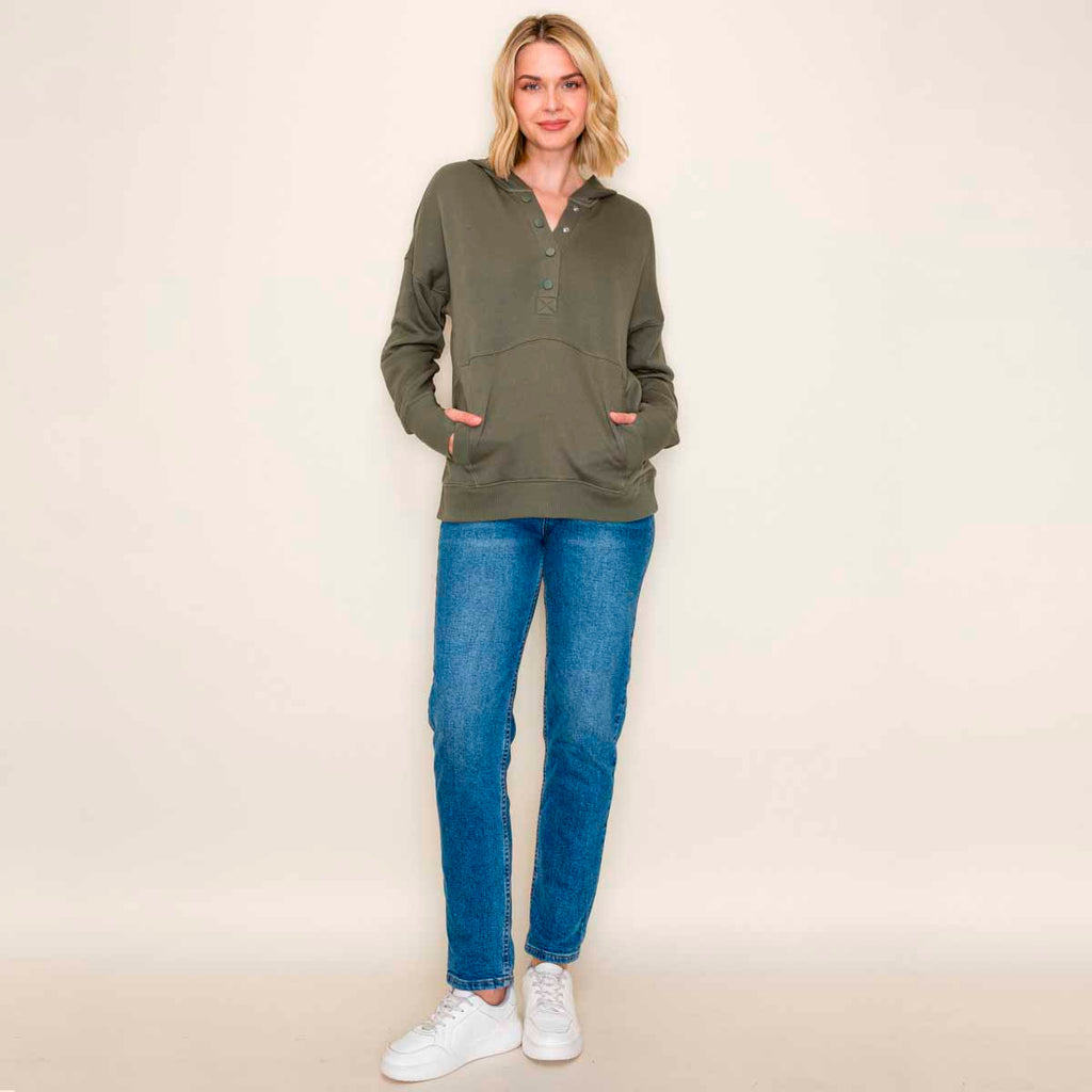 Sudadera Olivo con Gorro