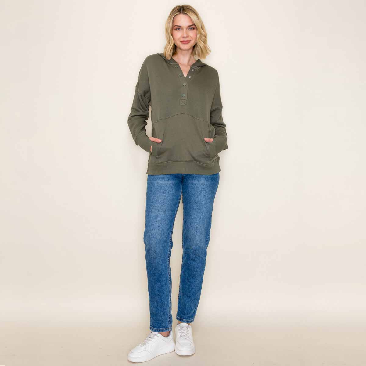 Sudadera Olivo con Gorro