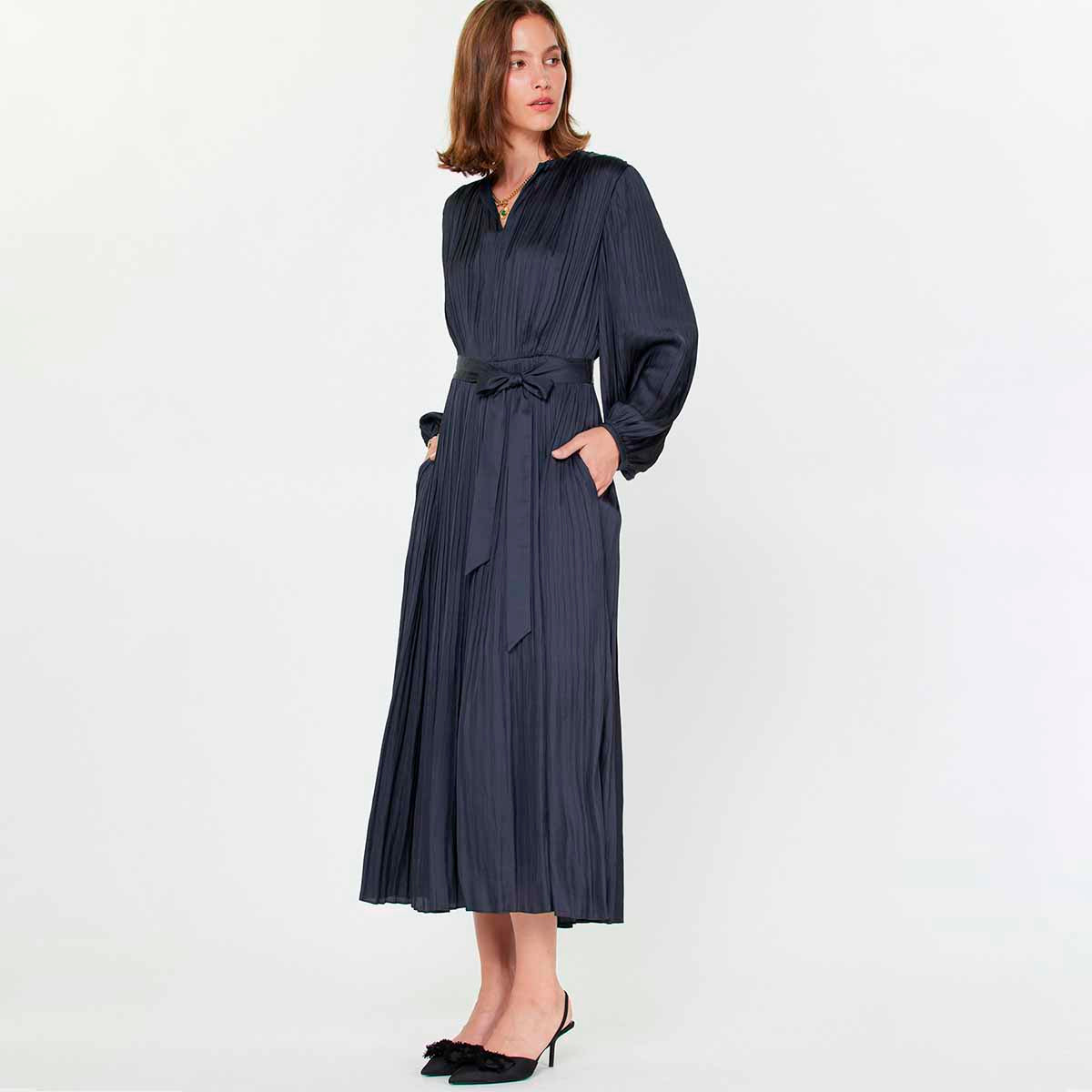 Vestido Azul Plisado