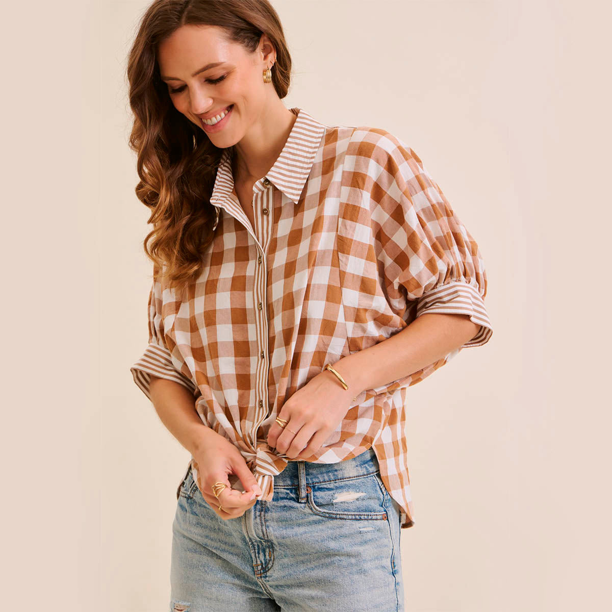 Blusa Cafe de Cuadros