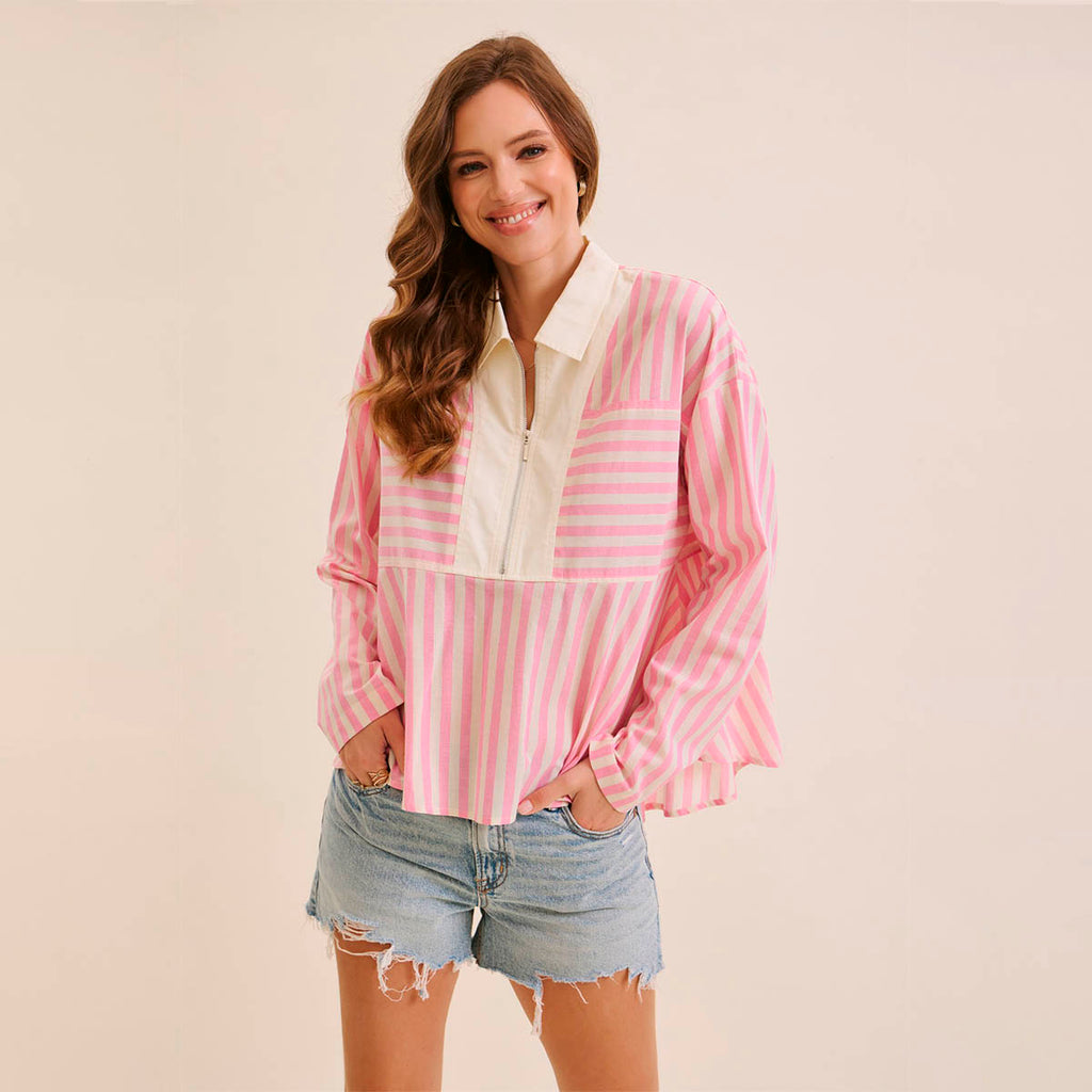 Blusa Rosa de Rayas