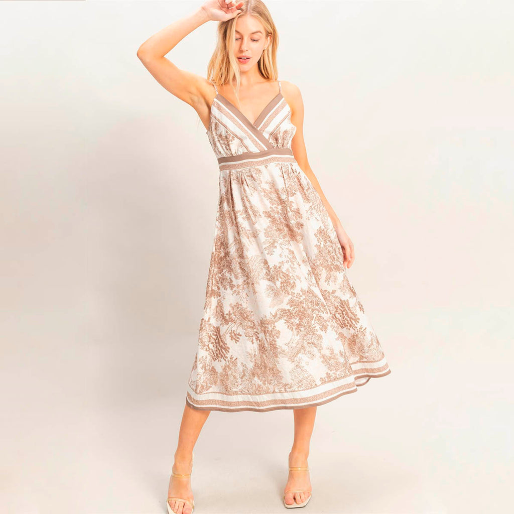 Vestido Beige con Estampado