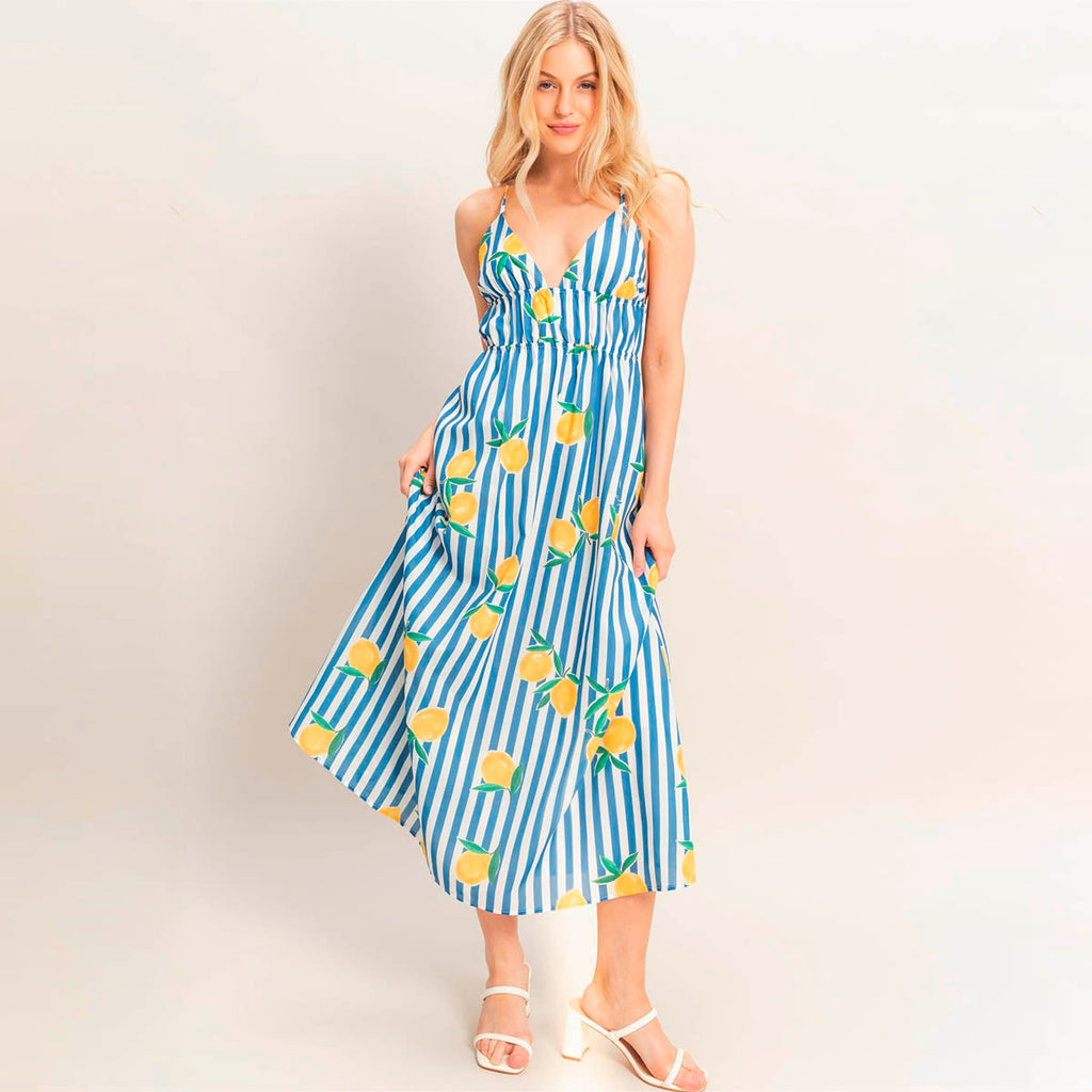 Vestido Azul con Estampado