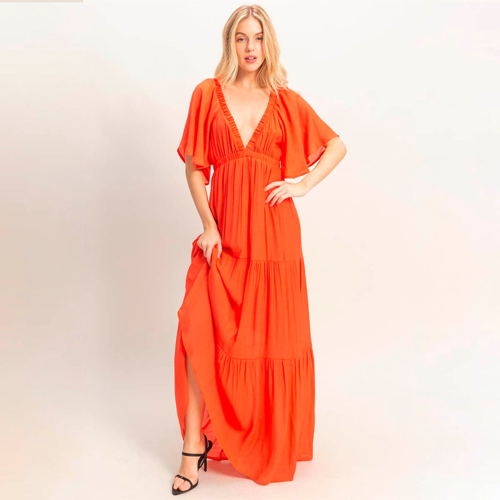 Vestido Naranja Largo
