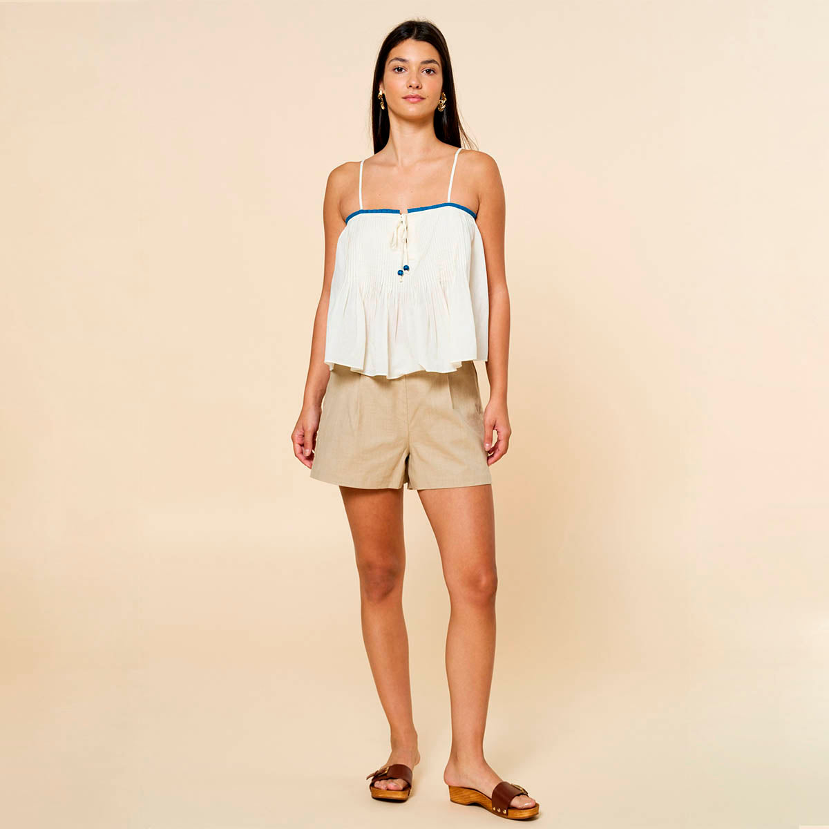 Blusa Beige Plisada