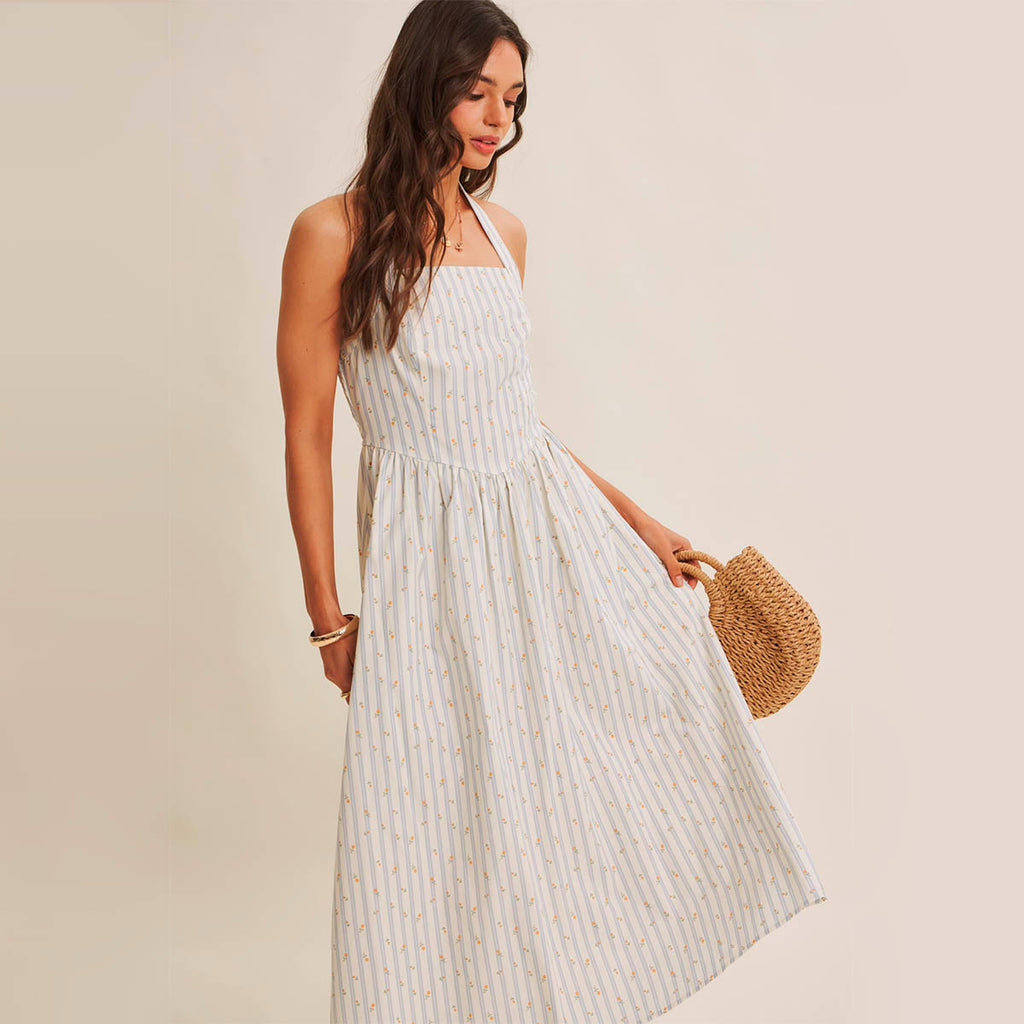 Vestido Blanco con Estampado