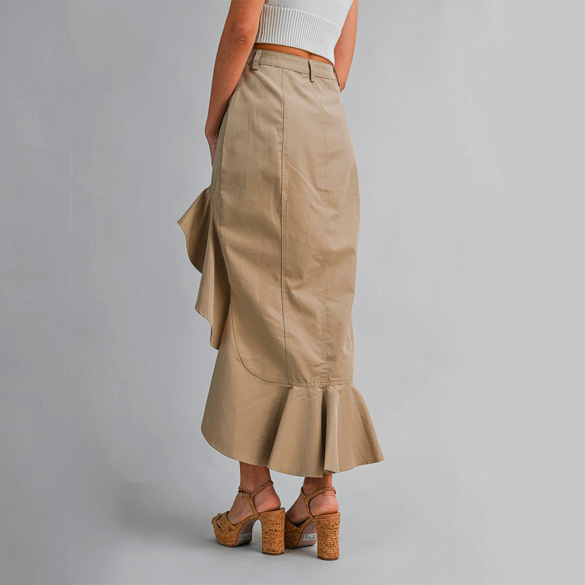 Falda Kaki Asimetrica