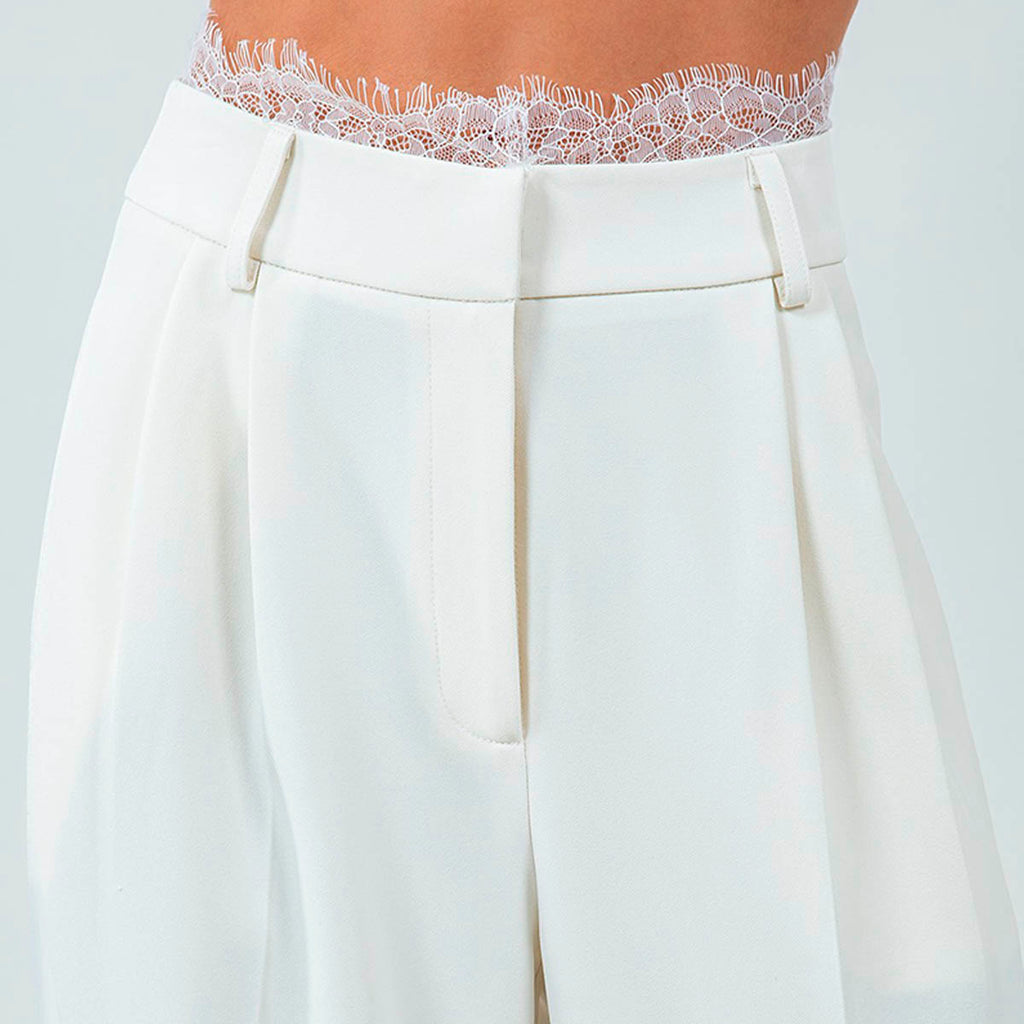 Pantalon Blanco con Encaje