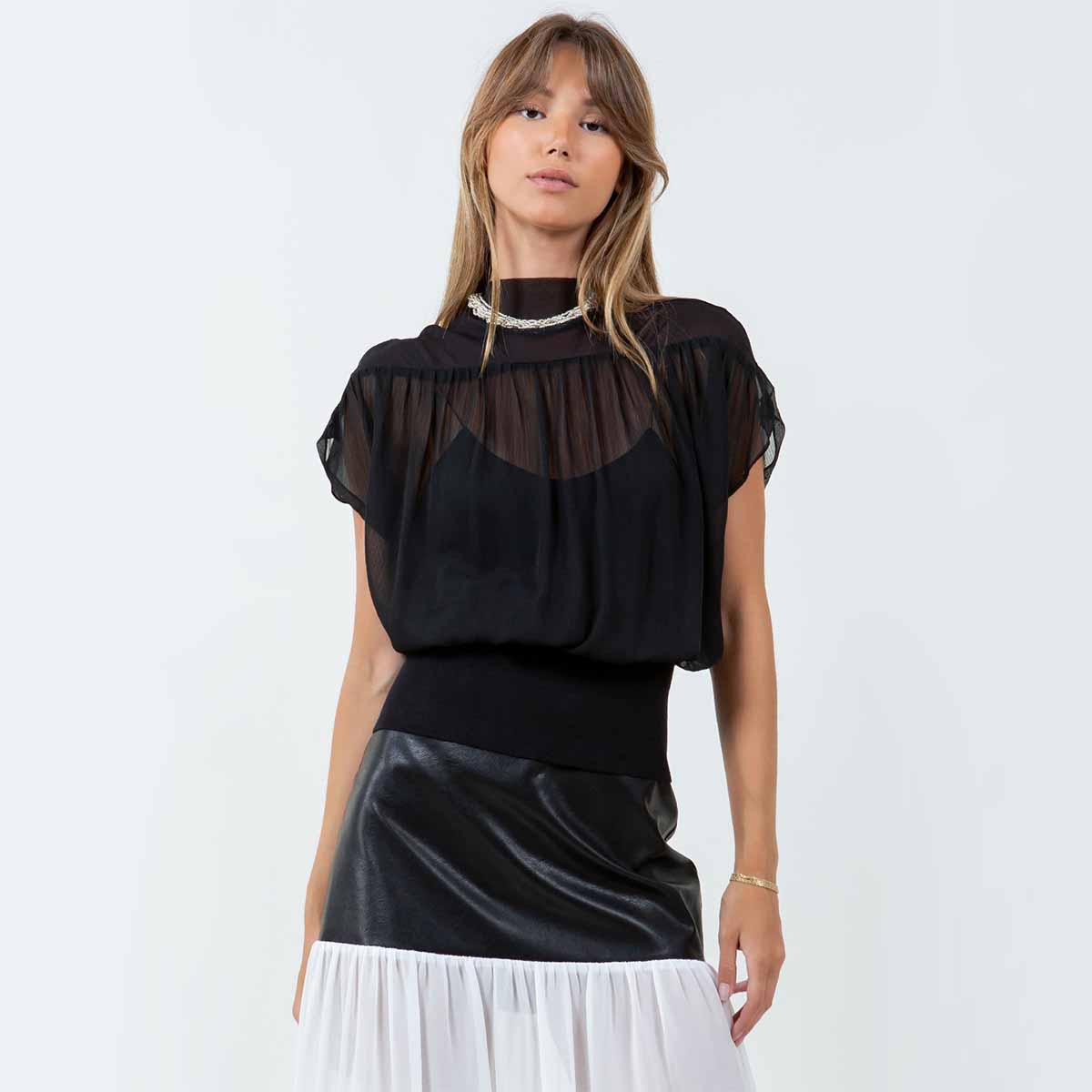Blusa Negro con Transparencia