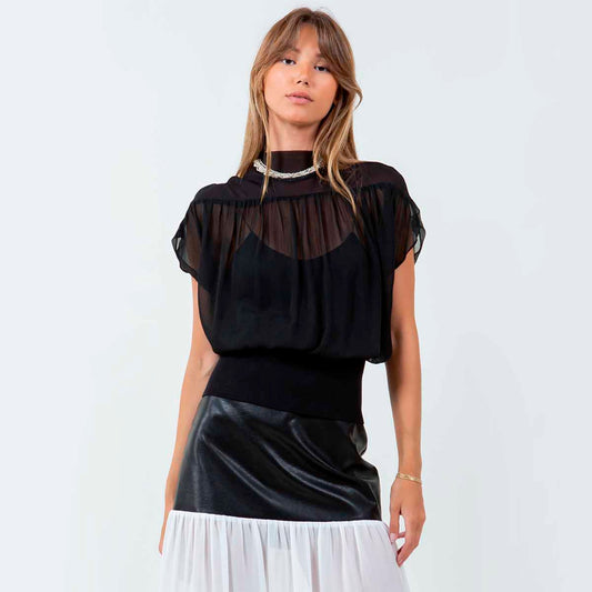 Blusa Negro con Transparencia