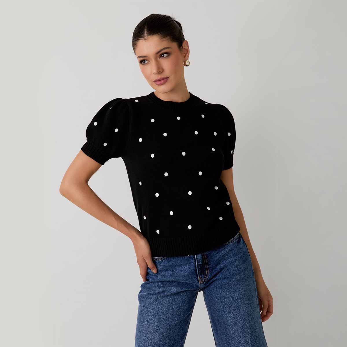 Blusa Negra con Estampado
