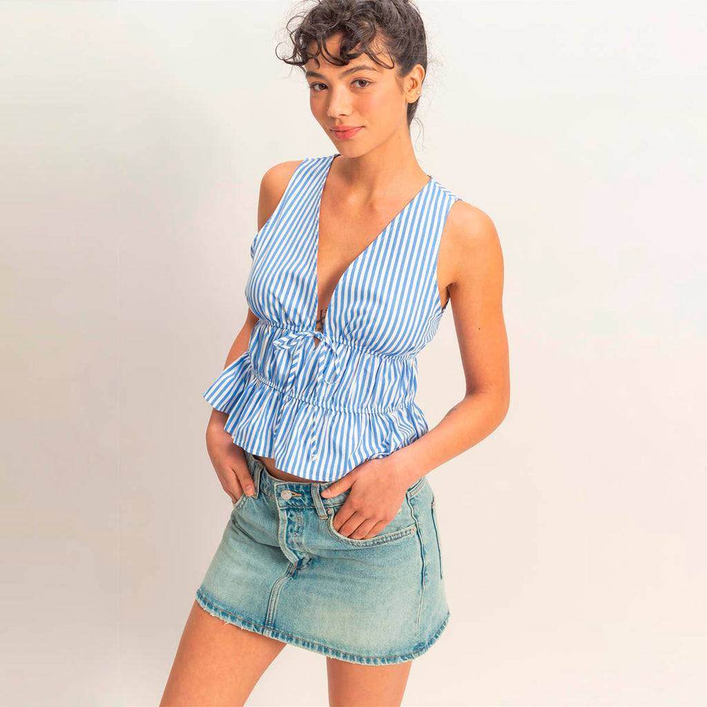 Blusa Azul de Rayas