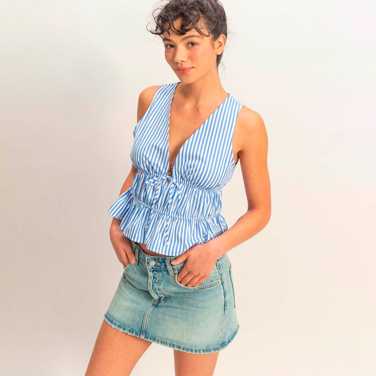Blusa Azul de Rayas