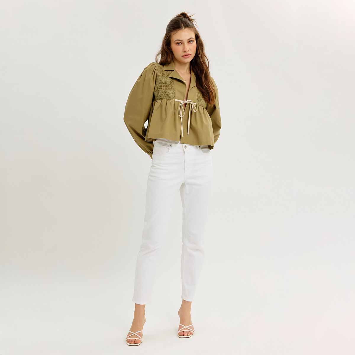 Blusa Olivo con Detalle de Lazo