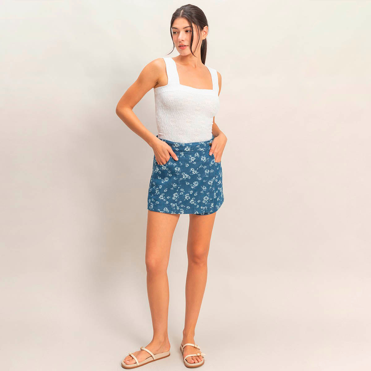 Falda Azul con Estampado