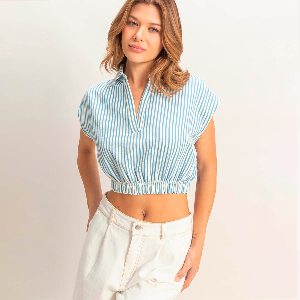 Blusa Azul de Rayas