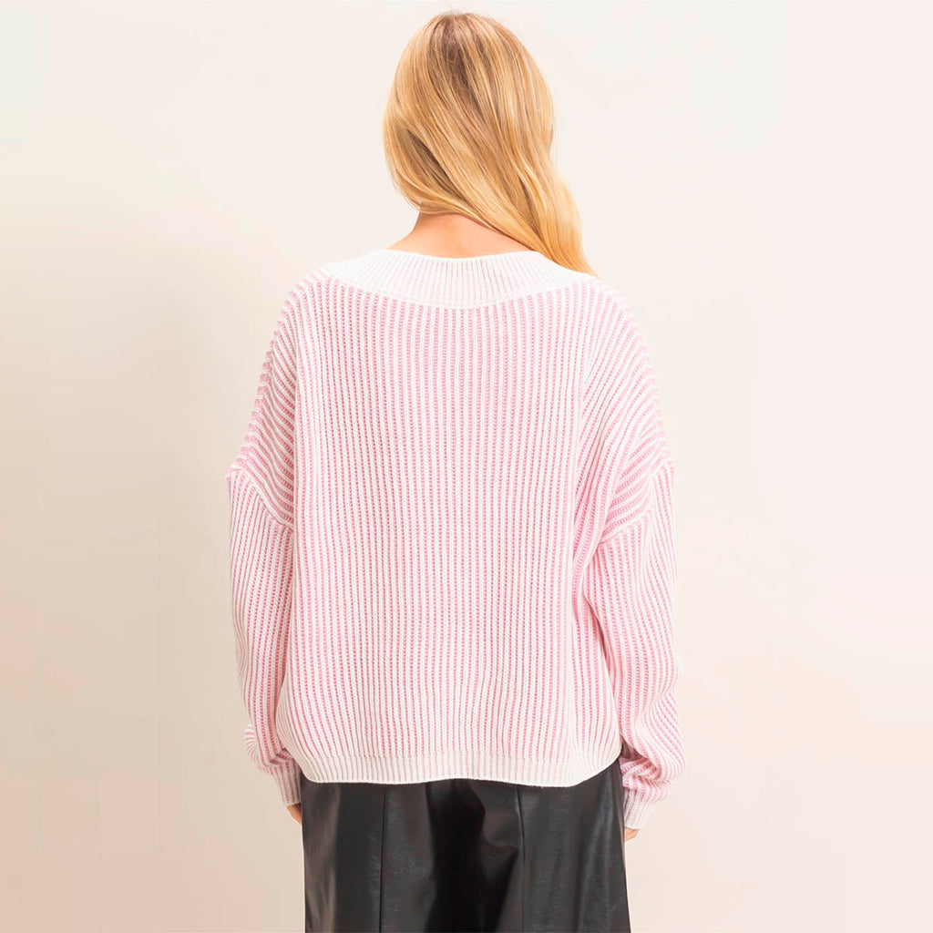 Sueter Rosa de Rayas