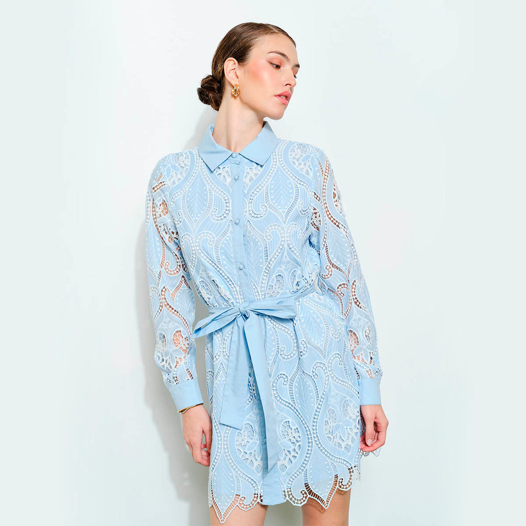 Vestido Azul con Bordado