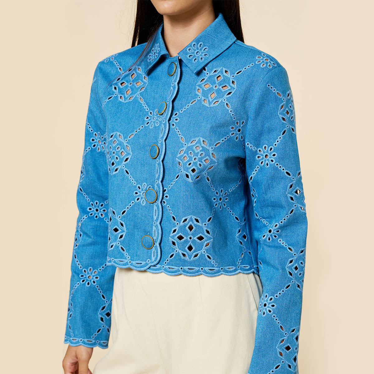 Blusa Azul con Bordado