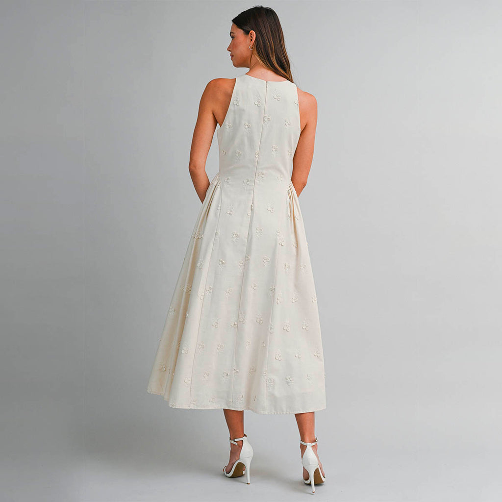 Vestido Hueso con Detalles