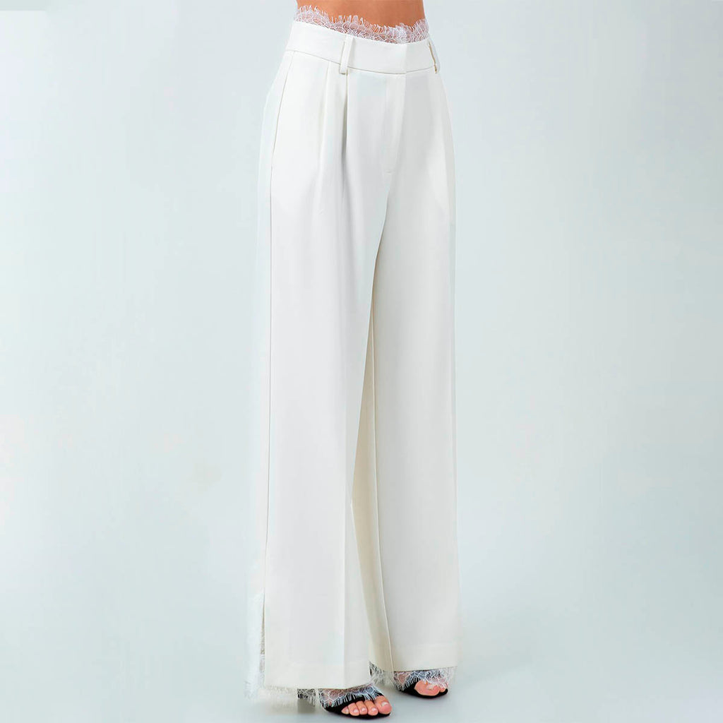 Pantalon Blanco con Encaje