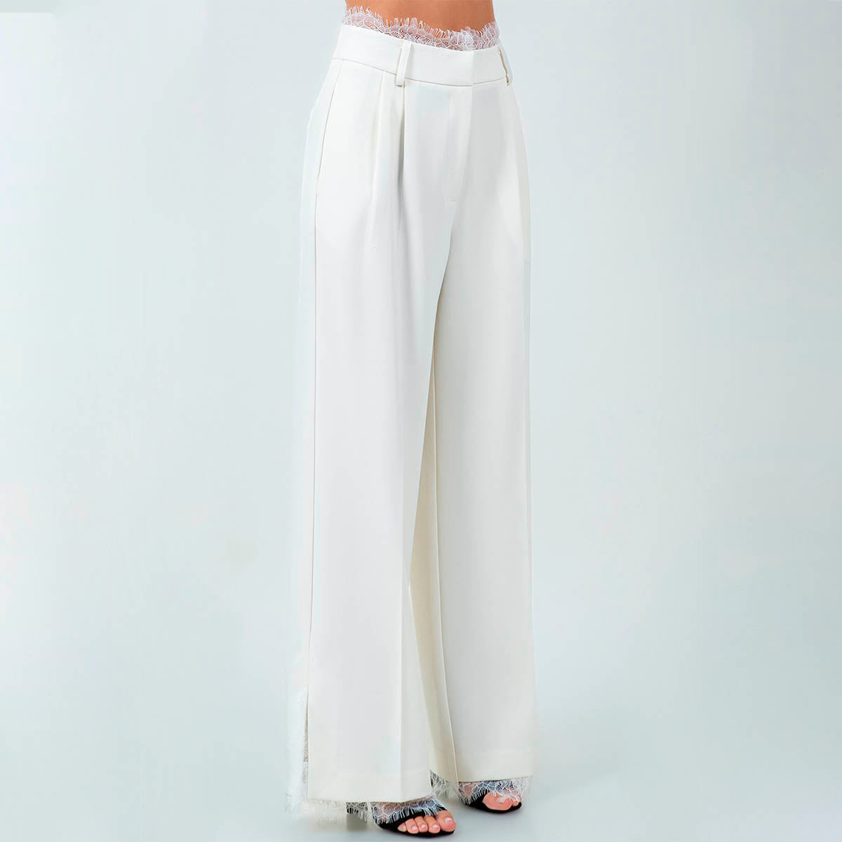Pantalon Blanco con Encaje