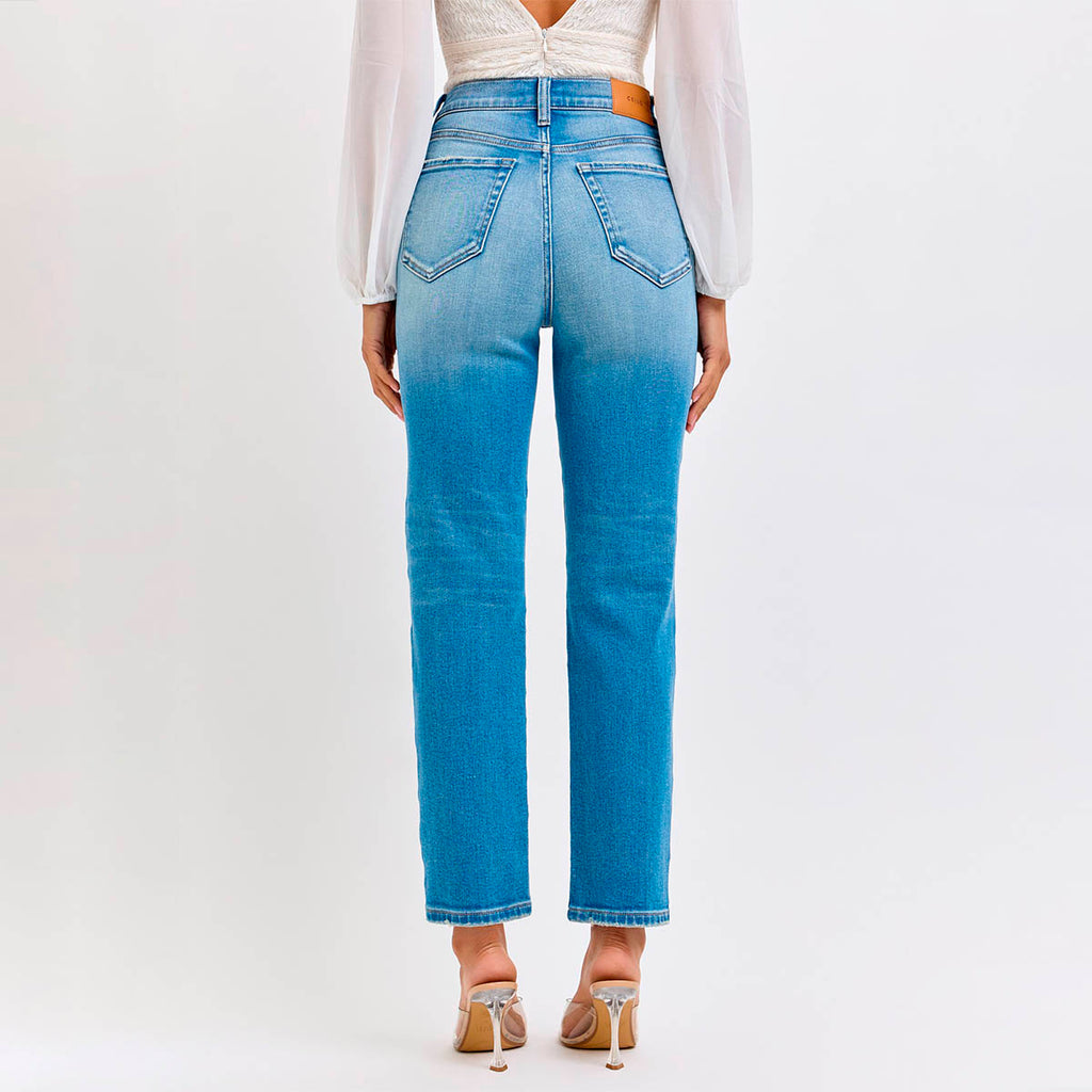 Jeans Azul Corte Asimetrico