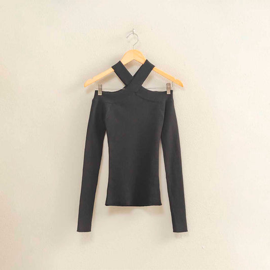 Sueter Negro Cuello Cruzado