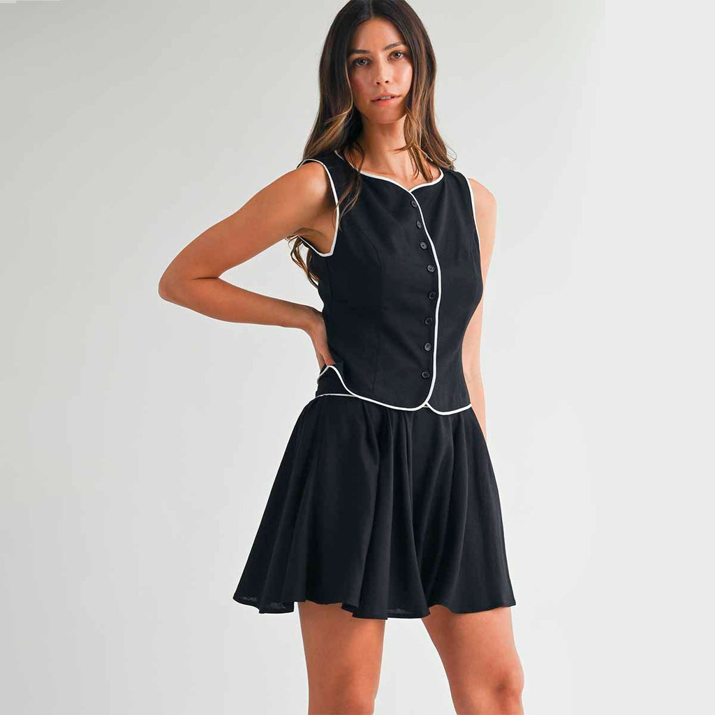 Set negro Plisado
