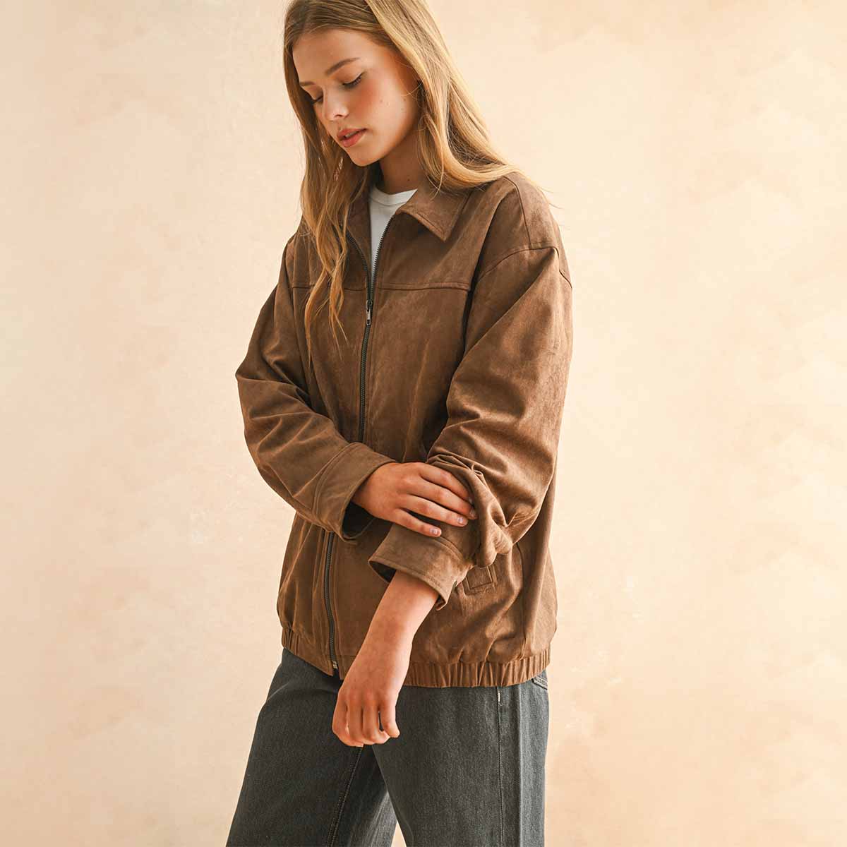 Chamarra Cafe Gamuza