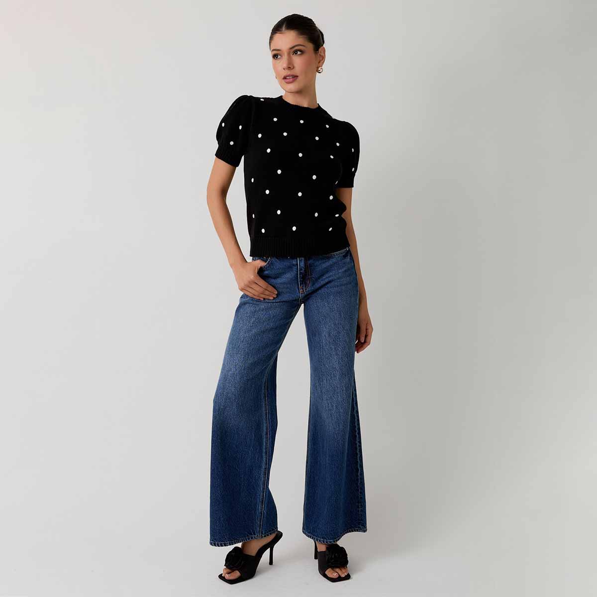 Blusa Negra con Estampado