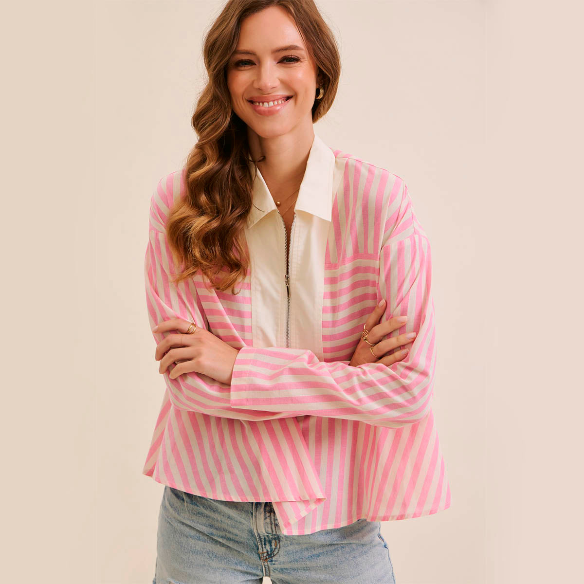 Blusa Rosa de Rayas