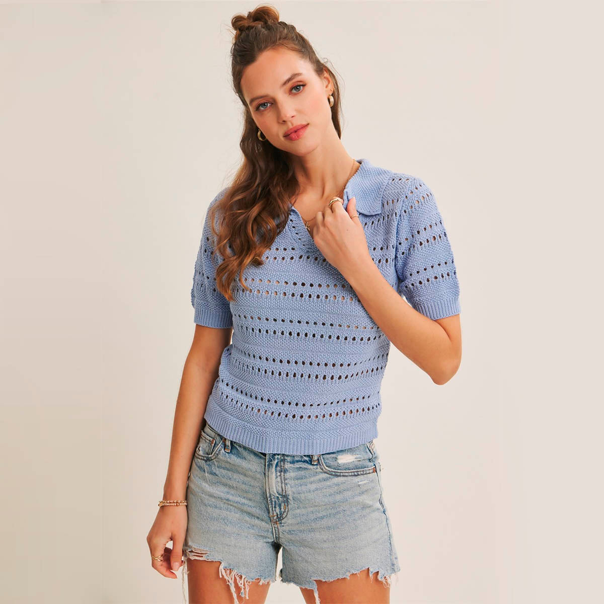 Blusa Azul de Tejido