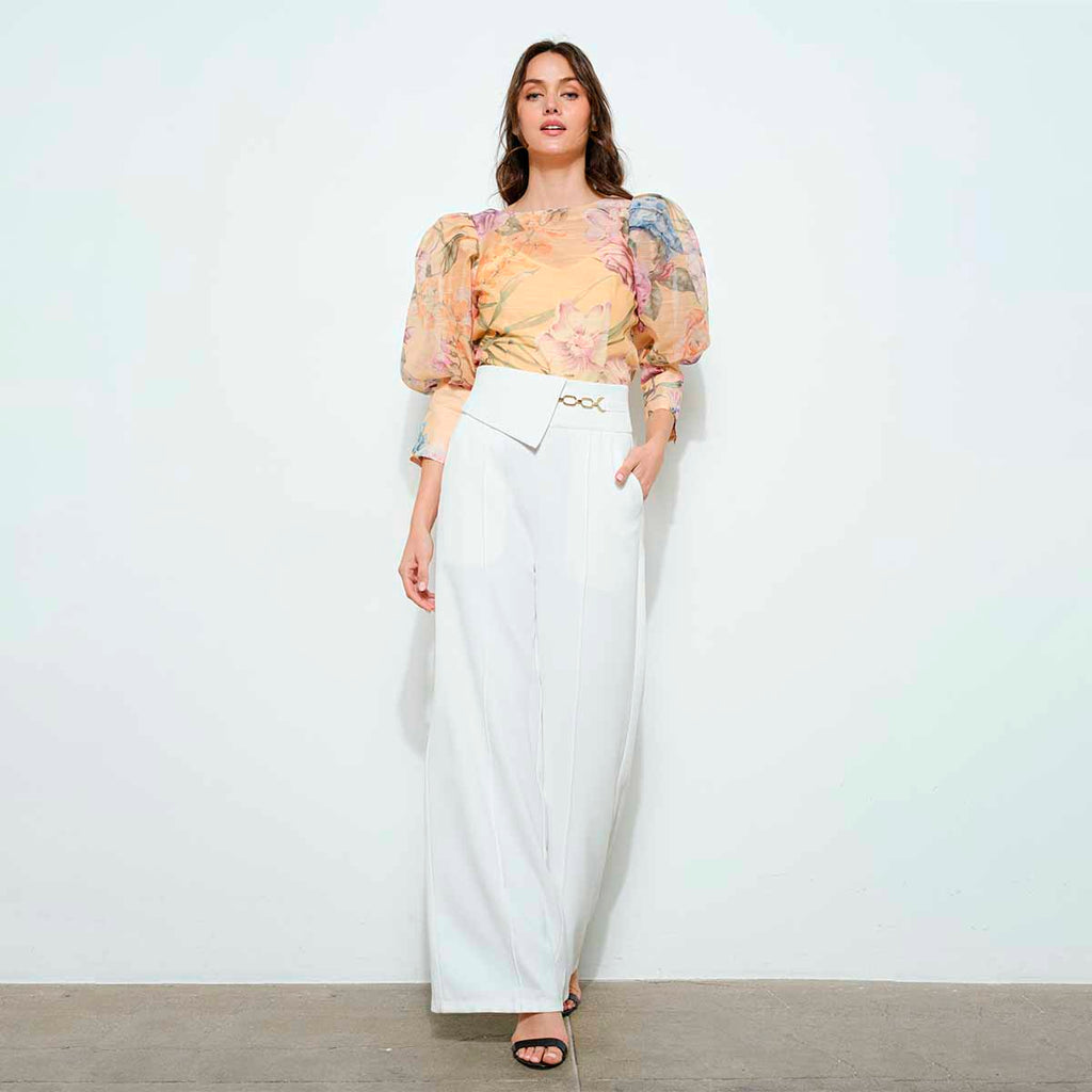 Blusa Amarilla con Mangas Abullonadas