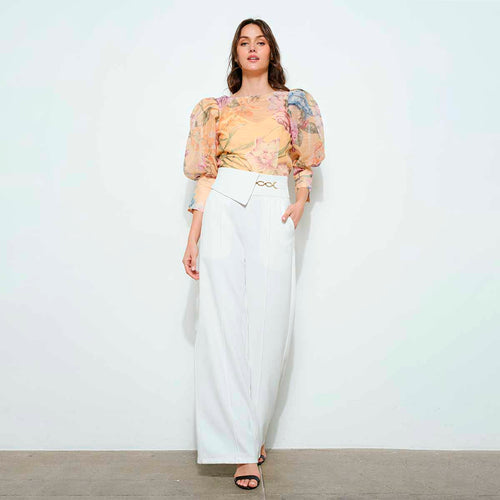 Blusa Amarilla con Mangas Abullonadas