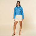 Blusa Azul con Bordado