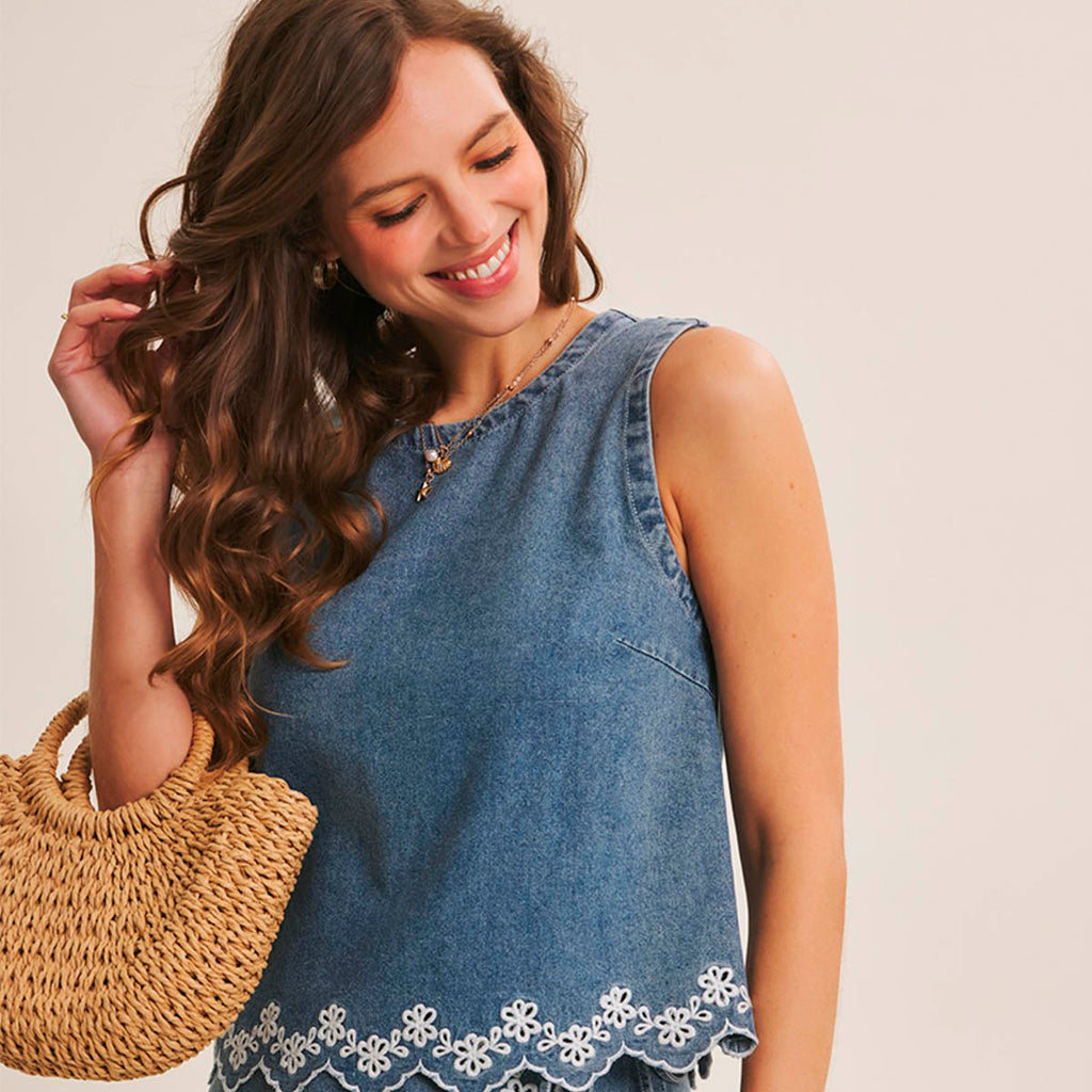 Set Azul con Bordado