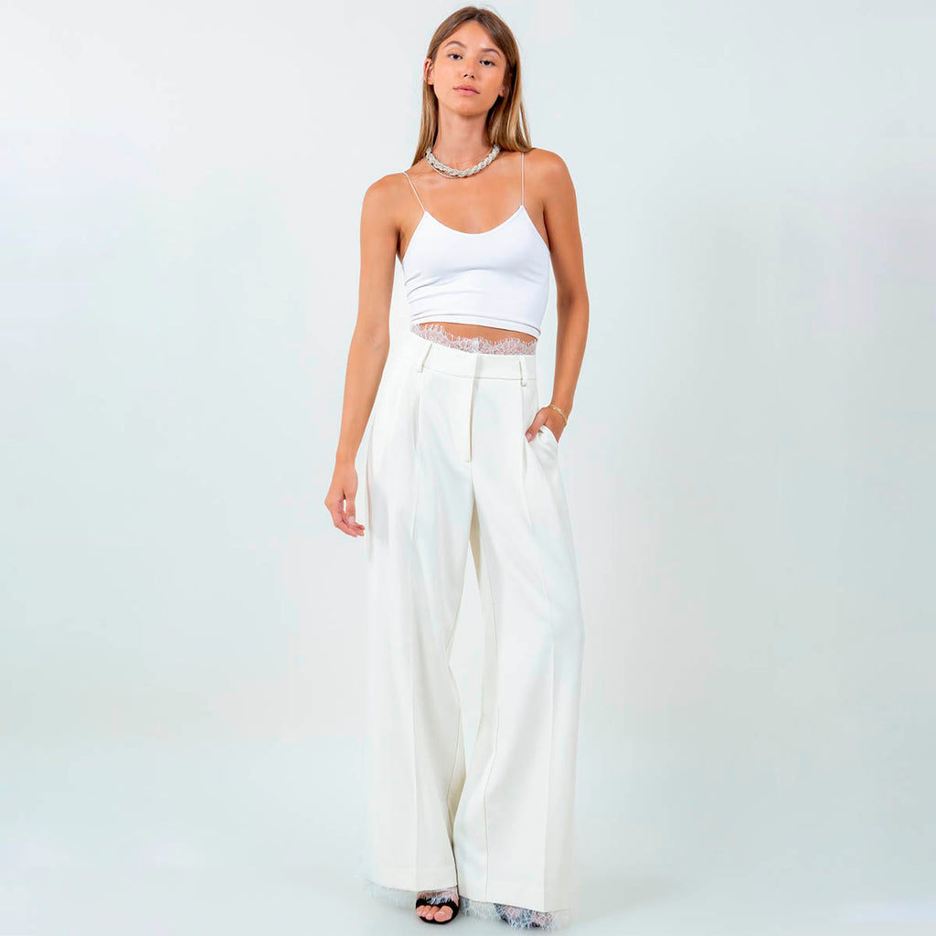 Pantalon Blanco con Encaje