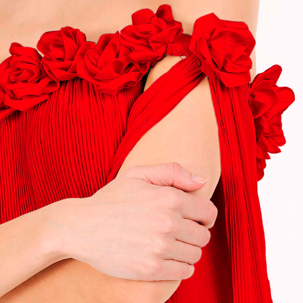 Vestido Rojo Plisado