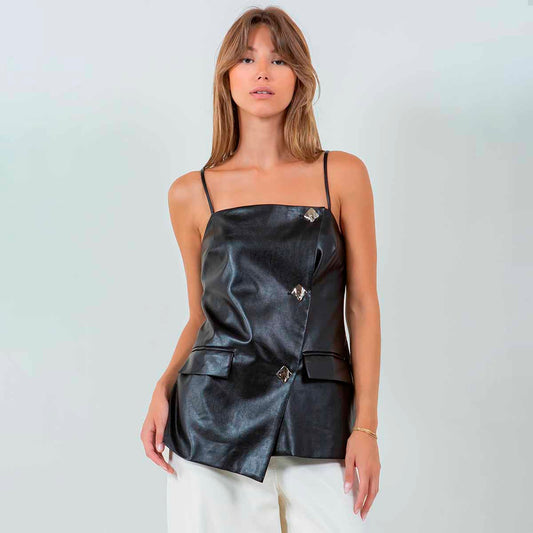 Blusa Negra de Vinipiel