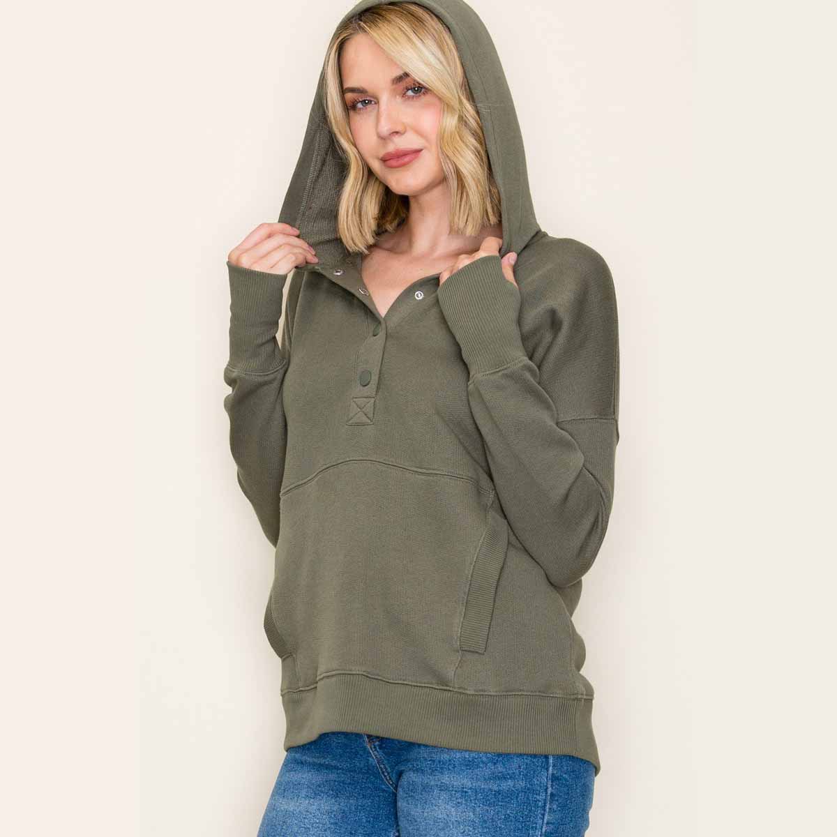 Sudadera Olivo con Gorro