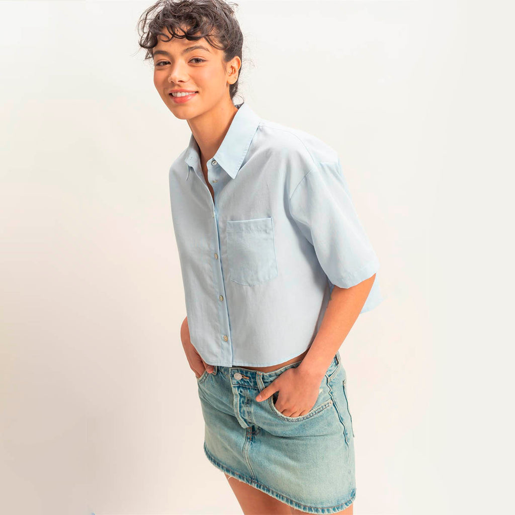 Camisa Azul Lisa