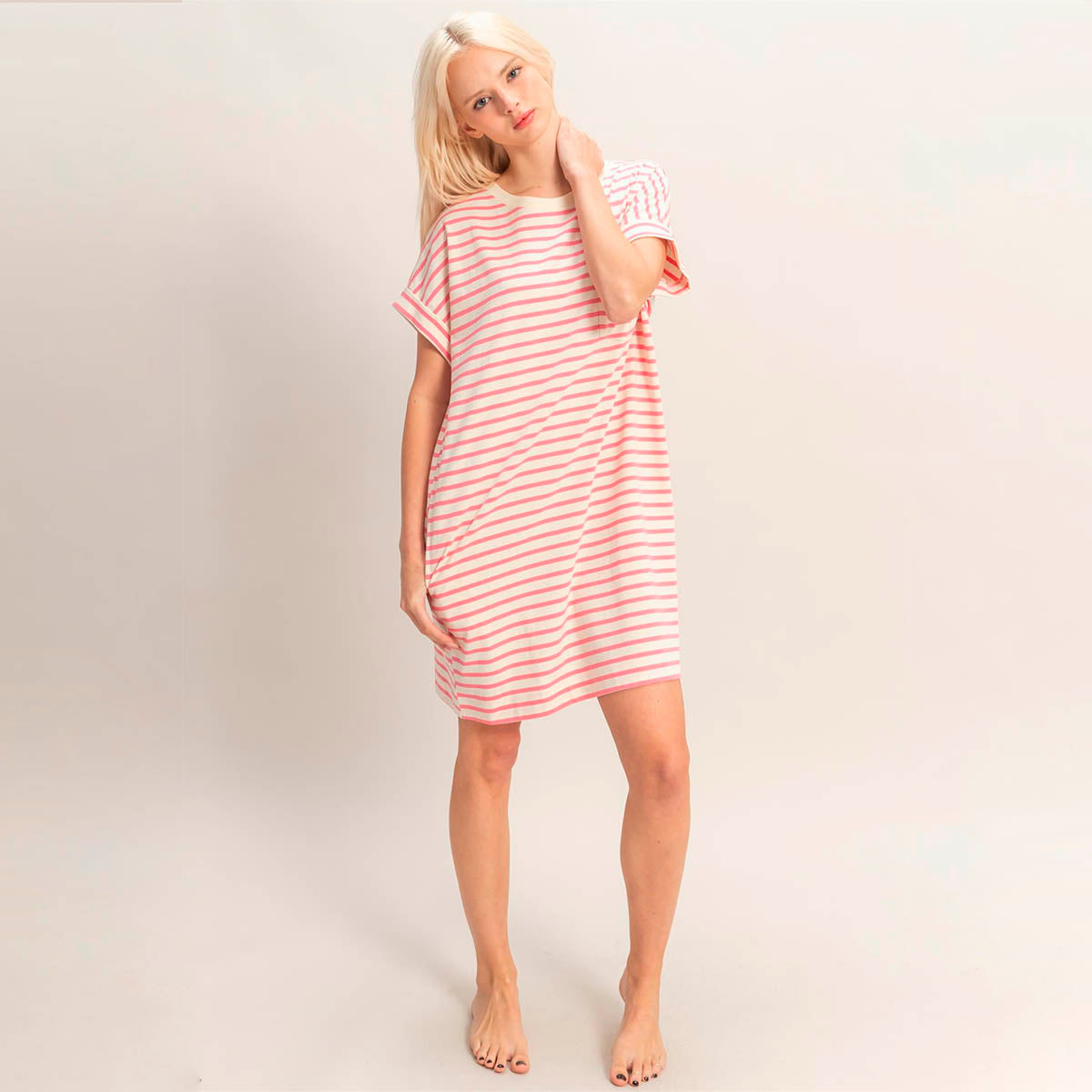 Vestido Rosa de Rayas