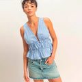 Blusa Azul de Rayas