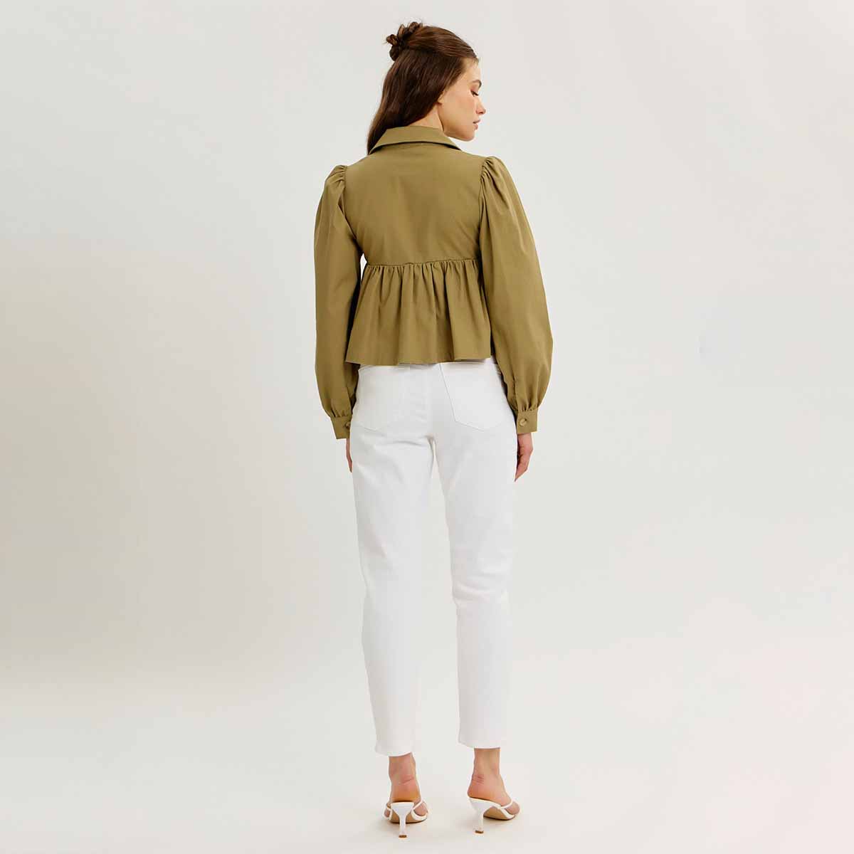 Blusa Olivo con Detalle de Lazo