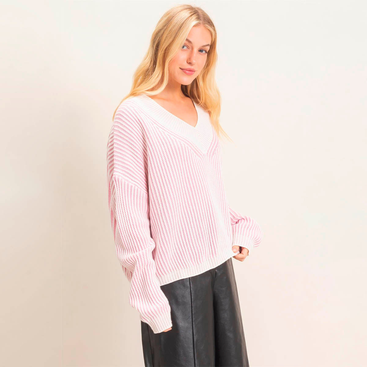 Sueter Rosa de Rayas