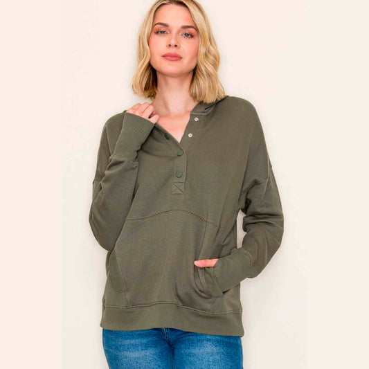 Sudadera Olivo con Gorro