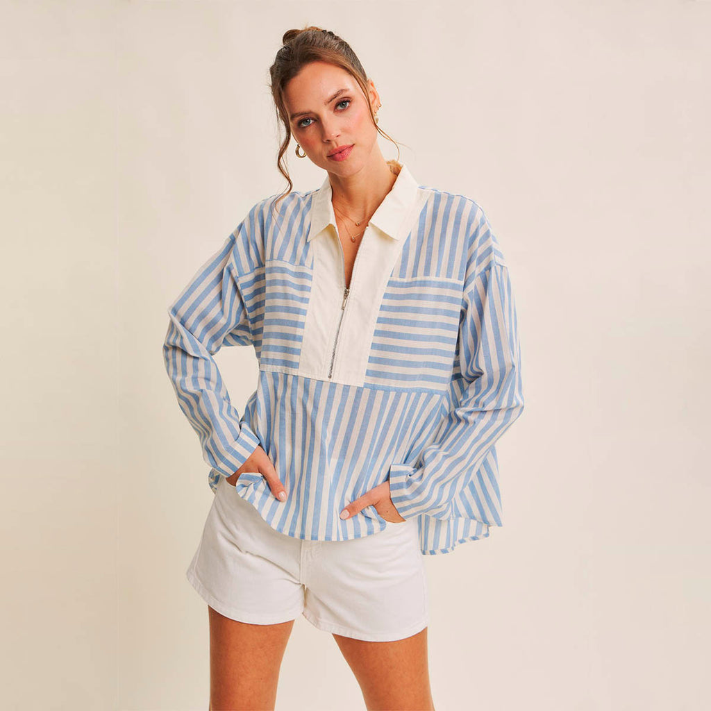 Blusa Azul de Rayas