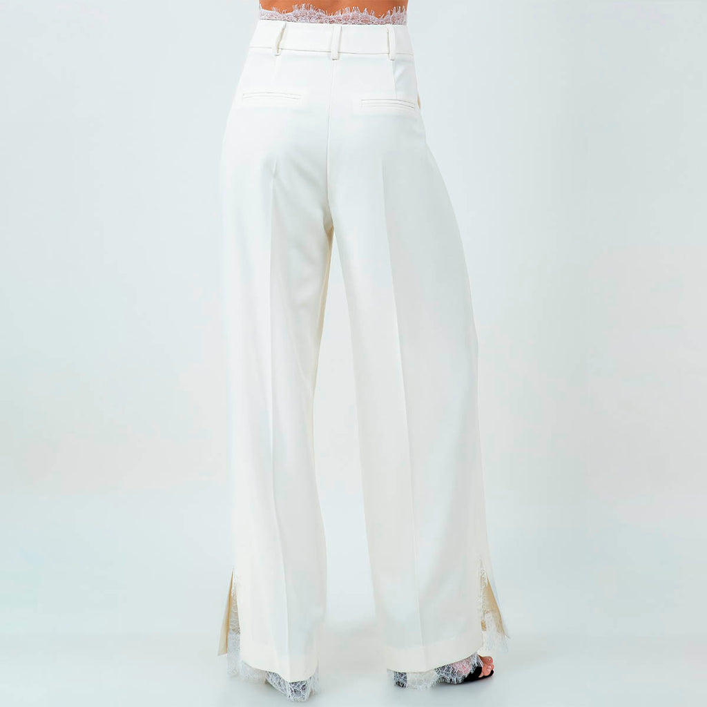 Pantalon Blanco con Encaje