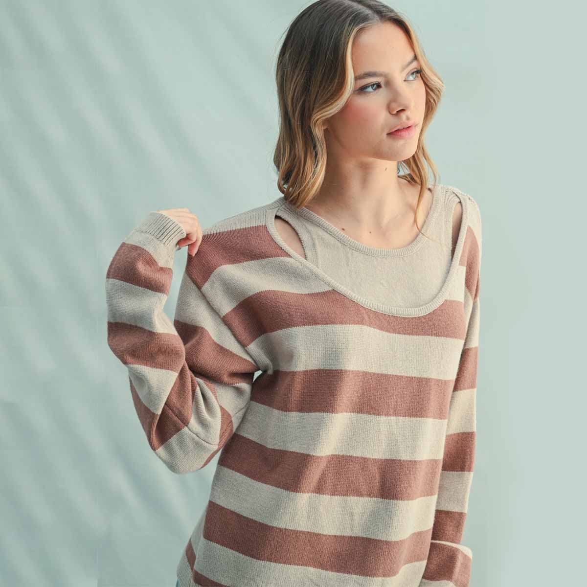 Sueter Rosa de Rayas